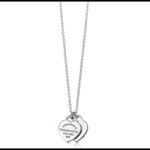 Used Tiffany & Co Mini Double Heart Tag Necklace